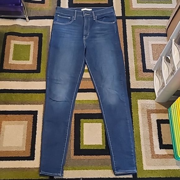 Levi's Mile High Super Skinny High Rise Jeans Size 30 Light Distress Medium Wash - Picture 1 of 12